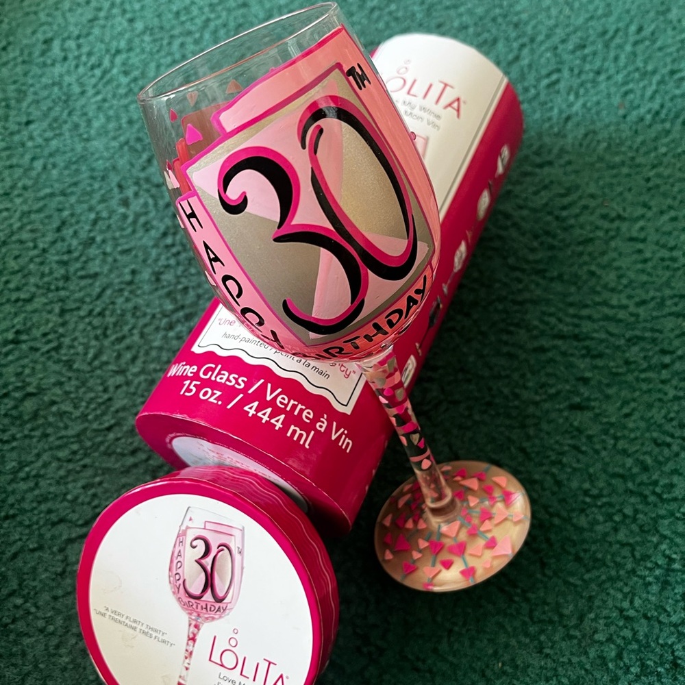 Lolita Pink and Black 30th Celebration Wine Glass